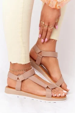 Damskie Sandały Na Gumowej Podeszwie Brązowe Stranger