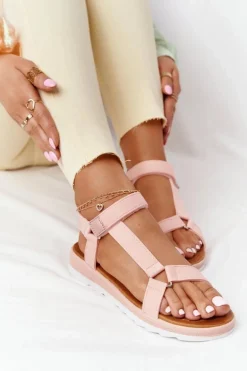 Damskie Sandały Na Gumowej Podeszwie Koralowe Stranger