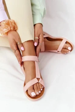 Damskie Sandały Na Gumowej Podeszwie Koralowe Stranger