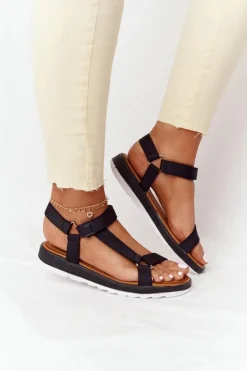 Damskie Sandały Na Gumowej Podeszwie Czarne Stranger