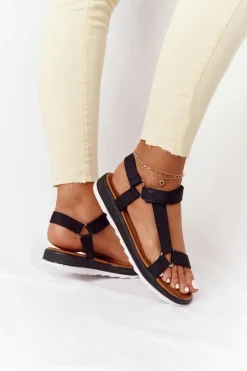 Damskie Sandały Na Gumowej Podeszwie Czarne Stranger