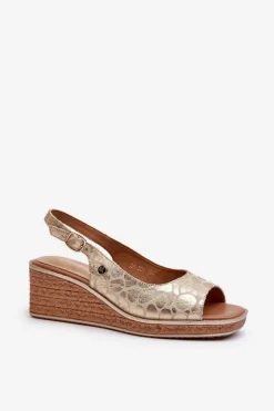 Damskie Sandały Na Koturnie Sergio Leone SK301 Złote