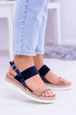 Damskie Sandały Na Koturnie Lniane Felucci