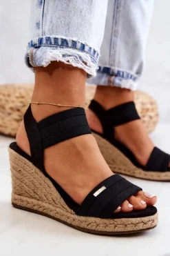 Damskie Sandały Na Koturnie Big Star JJ274976 Czarne