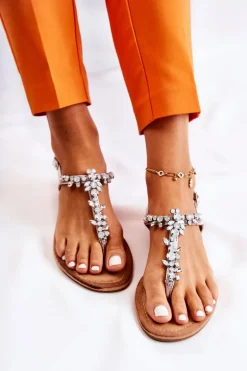 Damskie Sandały Na Lato Srebrne Margery