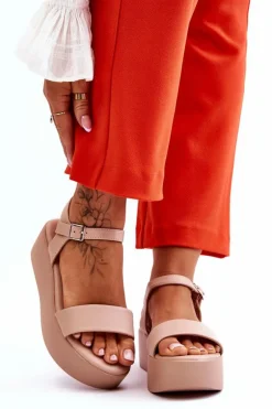 Damskie Sandały Na Masywnej Platformie Nude Casen
