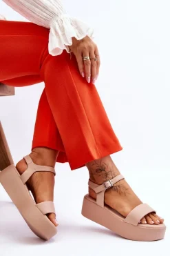 Damskie Sandały Na Masywnej Platformie Nude Casen