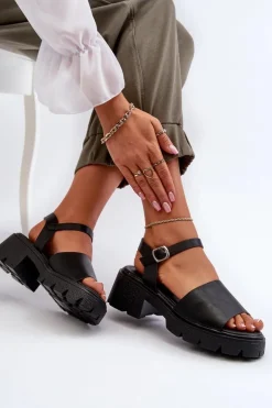 Damskie Sandały Na Masywnym Obcasie Czarne Dottiassa