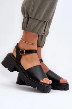 Damskie Sandały Na Masywnym Obcasie Czarne Dottiassa