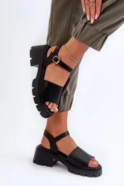 Damskie Sandały Na Masywnym Obcasie Czarne Dottiassa