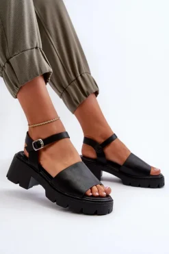 Damskie Sandały Na Masywnym Obcasie Czarne Dottiassa