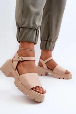 Damskie Sandały Na Masywnym Obcasie Nude Dottiassa