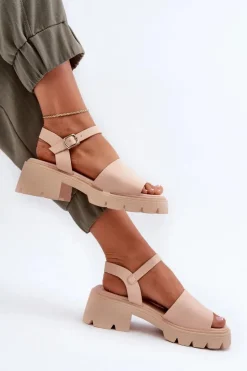 Damskie Sandały Na Masywnym Obcasie Nude Dottiassa