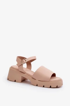 Damskie Sandały Na Masywnym Obcasie Nude Dottiassa