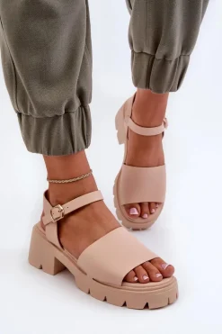 Damskie Sandały Na Masywnym Obcasie Nude Dottiassa