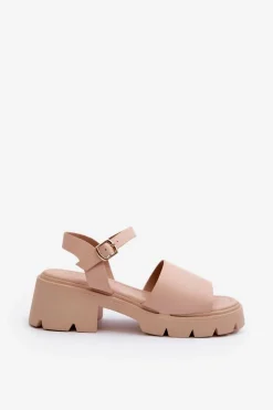 Damskie Sandały Na Masywnym Obcasie Nude Dottiassa