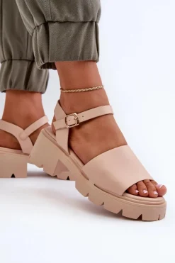 Damskie Sandały Na Masywnym Obcasie Nude Dottiassa