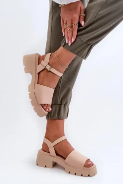 Damskie Sandały Na Masywnym Obcasie Nude Dottiassa