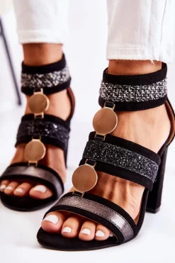 Damskie Sandały Na Obcasie Czarne Laurita