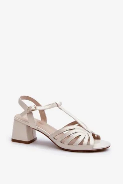 Damskie Sandały Na Obcasie Sergio Leone SK880 Perłowe