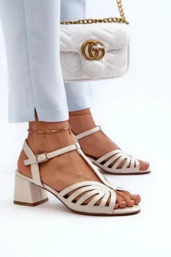 Damskie Sandały Na Obcasie Sergio Leone SK880 Perłowe