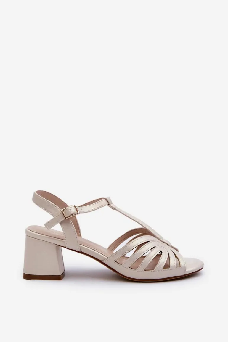 Damskie Sandały Na Obcasie Sergio Leone SK880 Perłowe