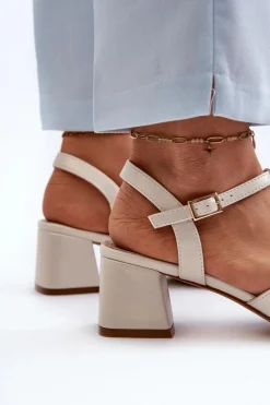 Damskie Sandały Na Obcasie Sergio Leone SK880 Perłowe