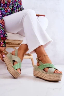 Damskie Sandały Na Platformie Zielone Emmalee