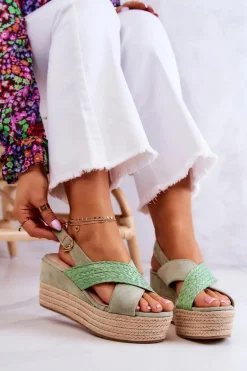 Damskie Sandały Na Platformie Zielone Emmalee