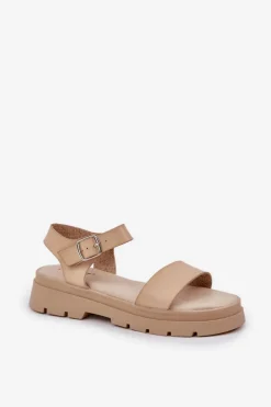 Damskie Sandały Na Platformie Beżowe Evaretha