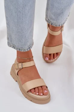 Damskie Sandały Na Platformie Beżowe Evaretha