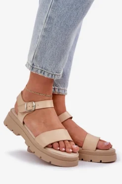 Damskie Sandały Na Platformie Beżowe Evaretha