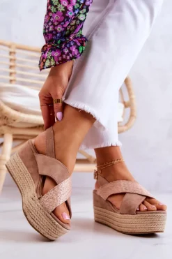 Damskie Sandały Na Platformie Beżowe Emmalee