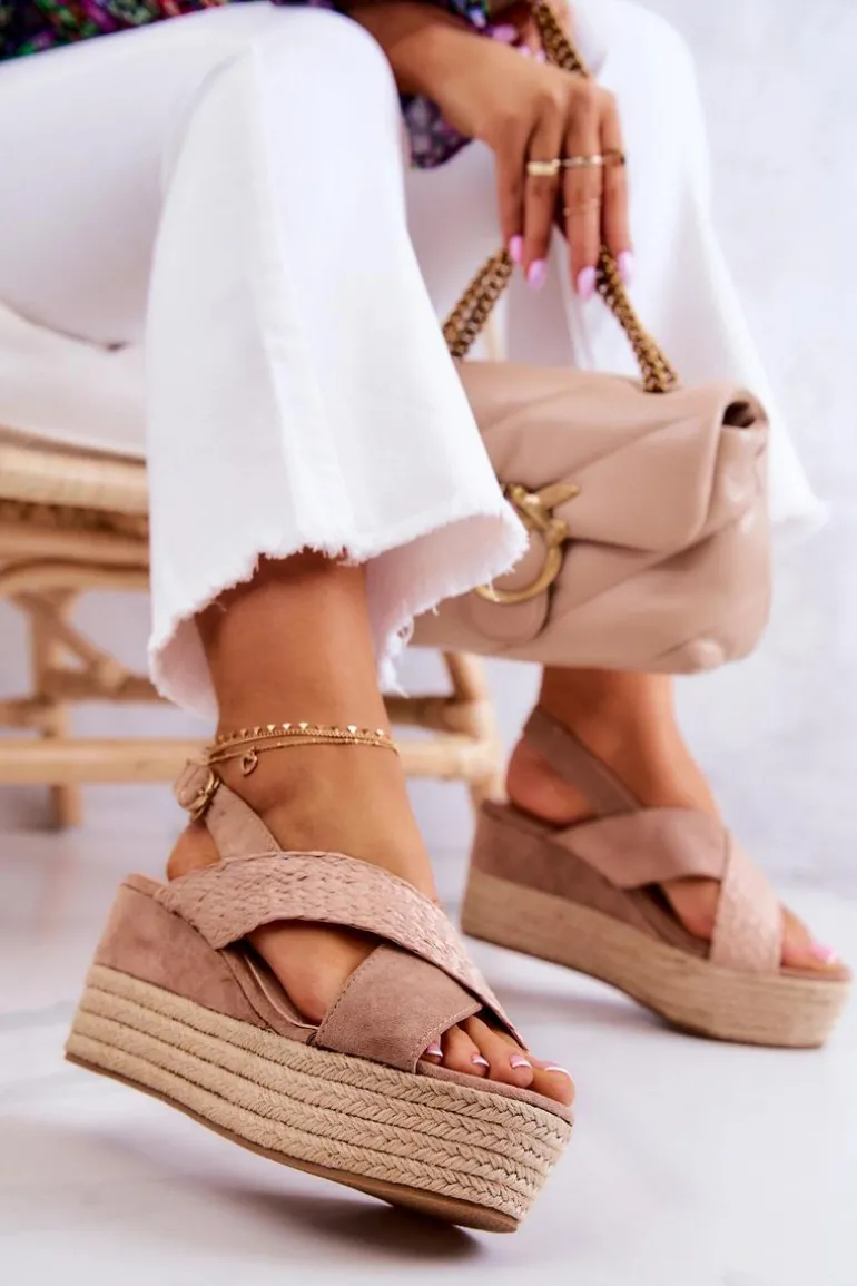 Damskie Sandały Na Platformie Beżowe Emmalee