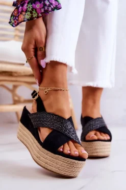 Damskie Sandały Na Platformie Czarne Emmalee