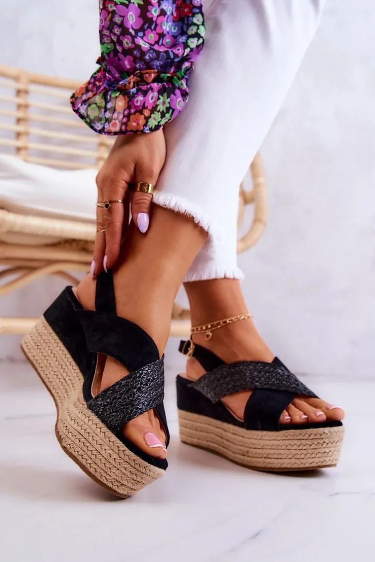 Damskie Sandały Na Platformie Czarne Emmalee