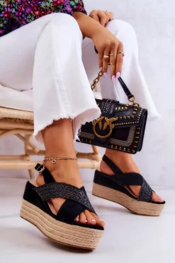 Damskie Sandały Na Platformie Czarne Emmalee