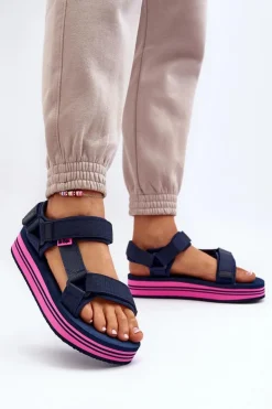 Damskie Sandały Na Platformie Lee Cooper LCW-24-05-2754L Granatowe