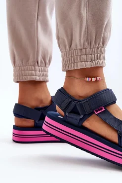 Damskie Sandały Na Platformie Lee Cooper LCW-24-05-2754L Granatowe