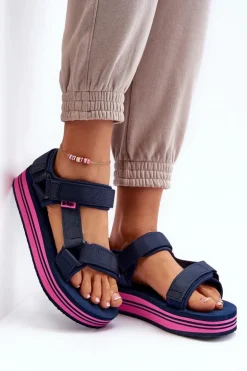 Damskie Sandały Na Platformie Lee Cooper LCW-24-05-2754L Granatowe