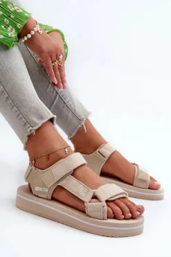 Damskie Sandały Na Platformie Big Star NN274A535 Beżowe