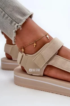 Damskie Sandały Na Platformie Big Star NN274A535 Beżowe