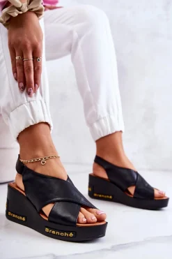 Damskie Sandały Na Rzep Czarne Amaze