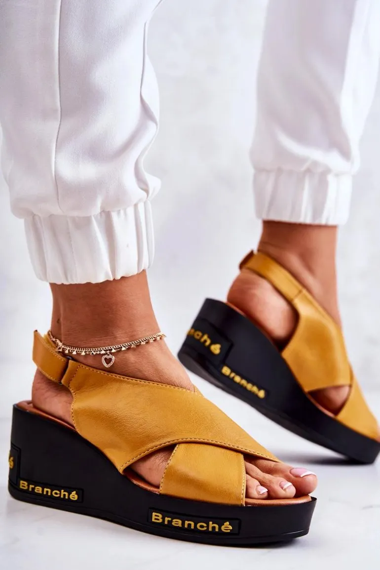 Damskie Sandały Na Rzep Żółte Amaze