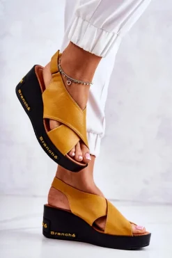 Damskie Sandały Na Rzep Żółte Amaze
