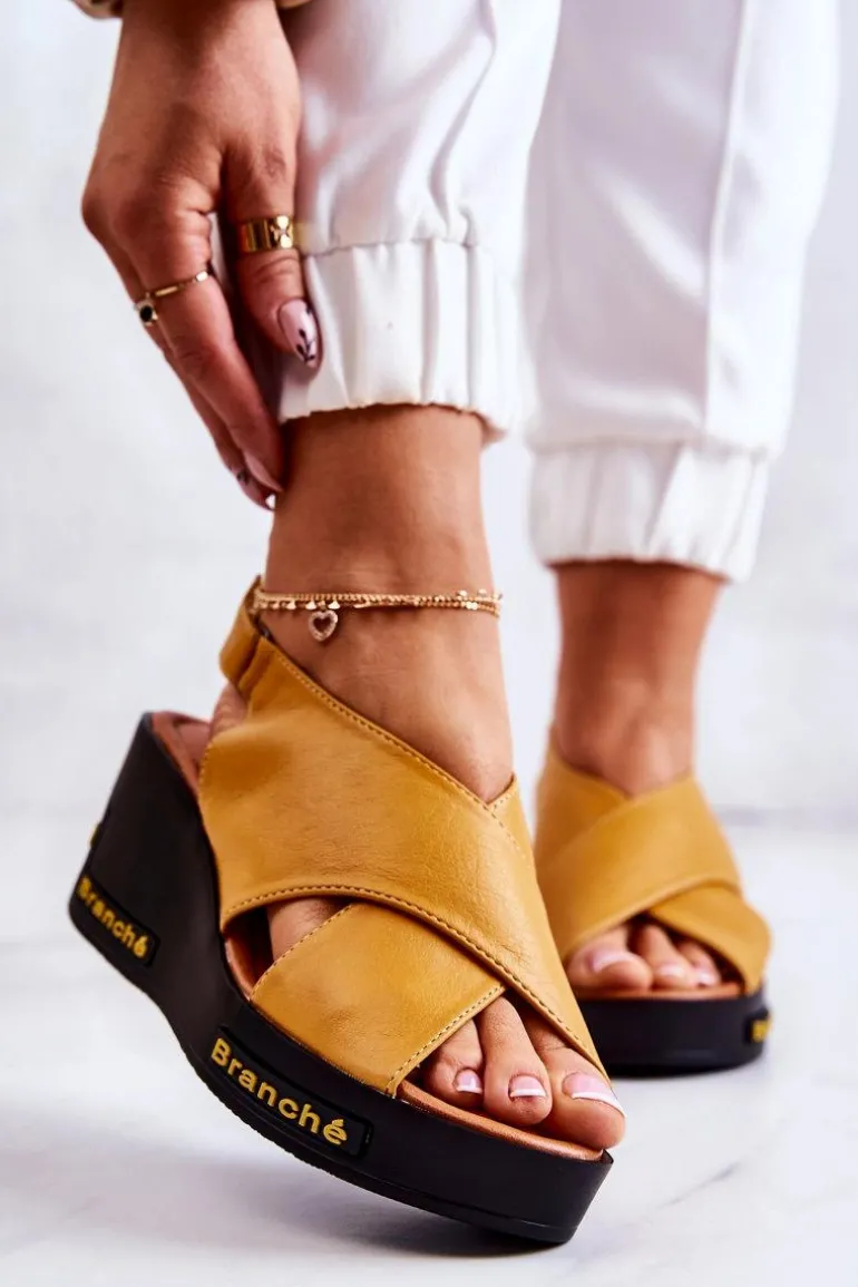 Damskie Sandały Na Rzep Żółte Amaze