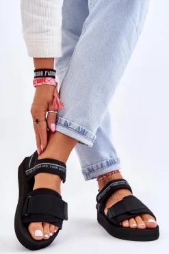 Damskie Sandały Na Rzepy Big Star LL274784 Czarne