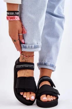 Damskie Sandały Na Rzepy Big Star LL274784 Czarne