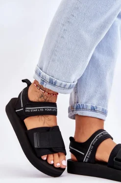 Damskie Sandały Na Rzepy Big Star LL274784 Czarne