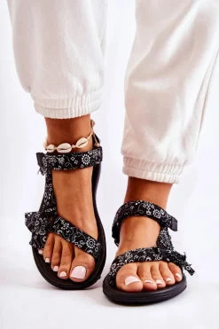 Damskie Sandały Na Rzepy Czarne Venna